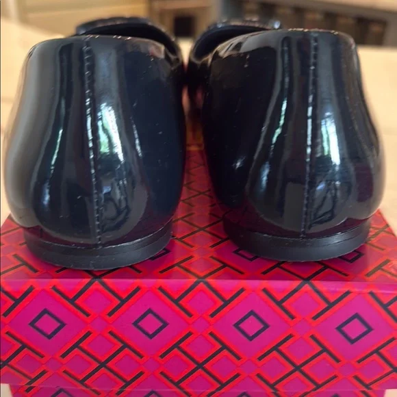 Tory Burch Black Patent Leather Flats-Navy - Picture 5 of 6
